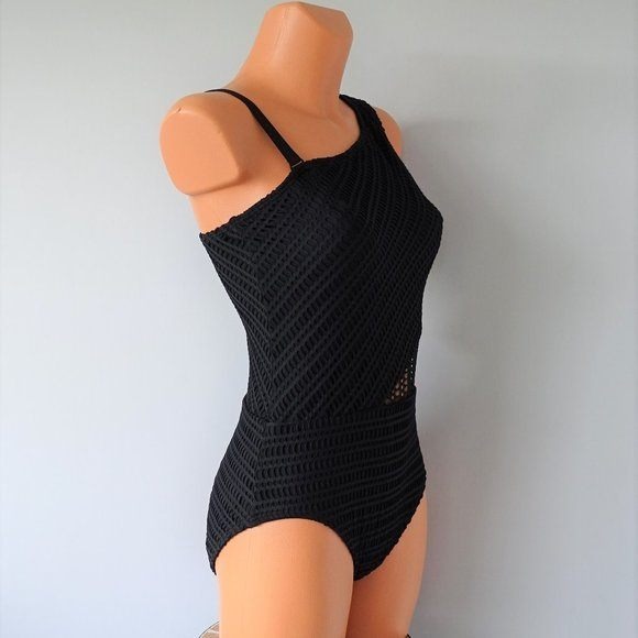 Coco Reef‎ Contours One-Shoulder Shaping Swimsuit Cutout Black Size 10/34C - Picture 2 of 8